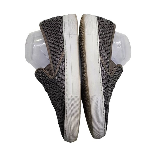 J/Slides‎ S6 Flynn Slip Ons Silver Leather Woven Loafers Women's Size 10 - Picture 7 of 12
